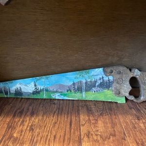 Painting on vintage Saw